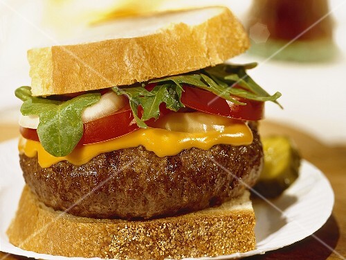 Cheeseburger on White Bread