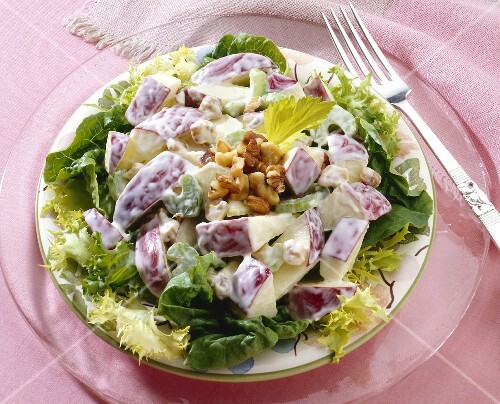 Plate of Waldorf Salad; Fork