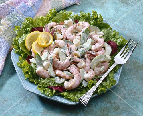 Creamy Shrimp Salad on a Bed of Lettuce