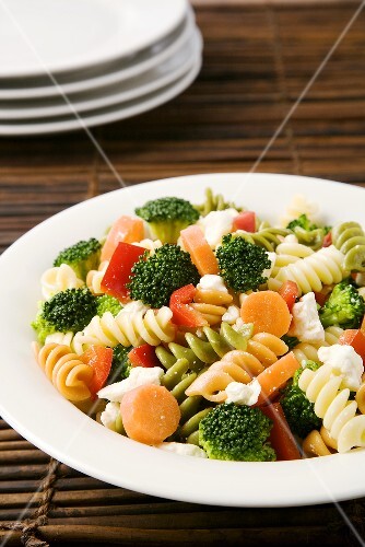 Tri-Colored Pasta with Vegetables and Cheese