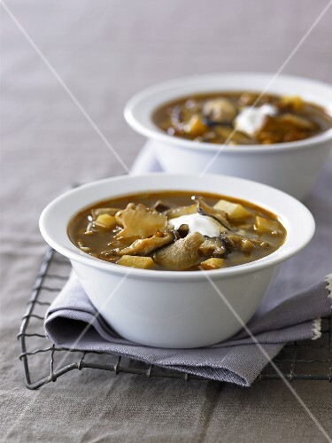 Two Bowls of Mushroom Soup
