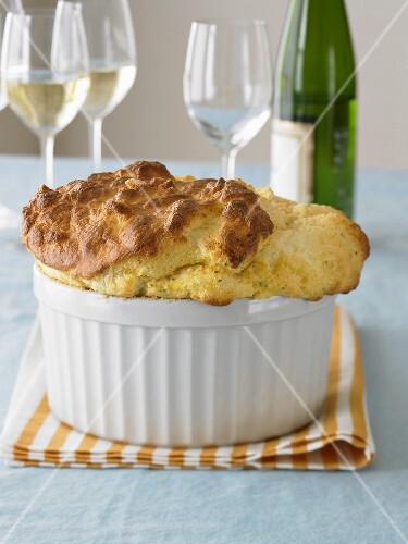 Souffle in Baking Dish; White Wine