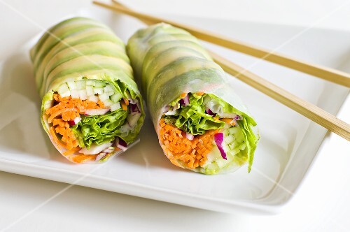 Avocado Vegetable Rolls with Chopsticks