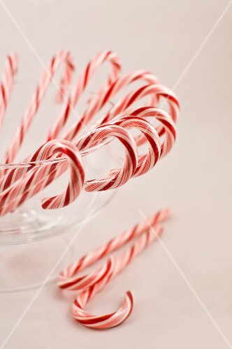 Candy Canes in a Glass Bowl