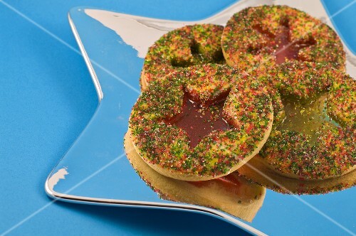 Stained Glass Christmas Cookies on a Star Plate