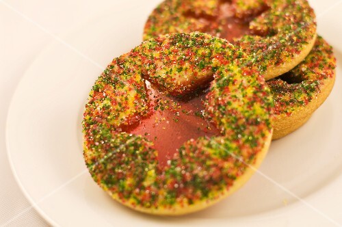 Stained Glass Christmas Cookies with Red and Green Sprinkles